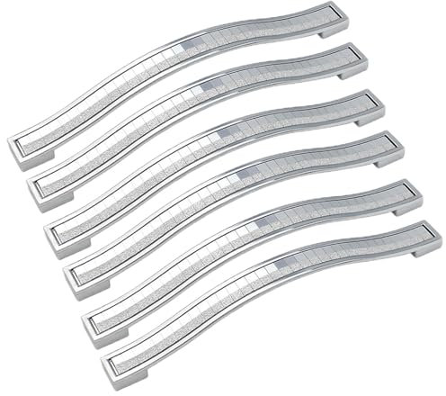 TopHomer 6 tiradores de cristal brillante para gabinete, tiradores de cajón con purpurina, tiradores de armario, tiradores de puerta de muebles para armario de cocina, armario de 160 mm