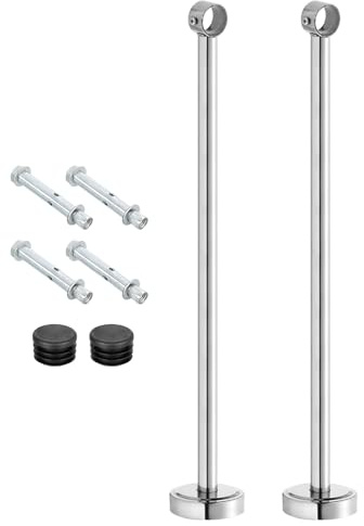 sourcing map Lot de 2 supports de fixation au plafond pour tuyau de 2,6 cm, supports de tringle à rideaux en acier inoxydable pour armoire, salle de bain, tuyau de rideau, 50 cm de long