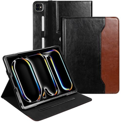 E NET-CASE Custodia per iPad Air 13 (M3/M2) 2025/2024 & iPad Pro 13 M4 2024 con cinturino da polso/portapenne, custodia per iPad Pro 12.9 2022/2021/2020/2018 (6th/5th/4th/3rd Gen), colore: Nero