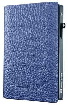 EverWallet Portafoglio Uomo Slim in Pelle Vera e Alluminio - Made in Italy - Porta Carte di credito Smart Compatto, Meccanismo Espulsione, Blocco RFID – Minimalista e Sottile (Blu)