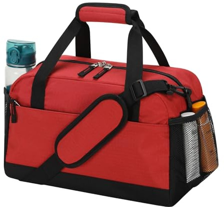 LONALIA 14L kleine Sporttasche, Nassfach, 14 Zoll, Rot | Handgepäcktauglich, wasserabweisend, mini Duffel-Tasche, mehrere Fächer für Wochenende, Übernachtung, Reisen, Training