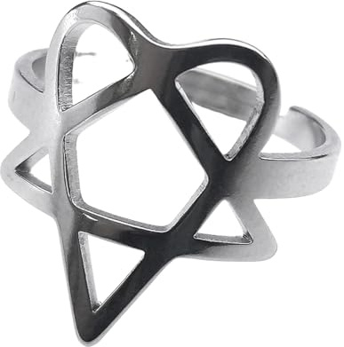 IOETSEUT Damen Schmuck Ring Heartagramm Symbol von HIM Musik Band Ring für Frauen Männer Hohl Heavy Metal Finger Ringe Schmuck Geschenk