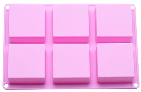 Yuemeuy Moules à Chocolat,6 Grilles Moules à Bonbons Carrés en Silicone - Accessoires de Cuisson et Loisirs Créatifs pour Bonbons Biscuits Savon Cire