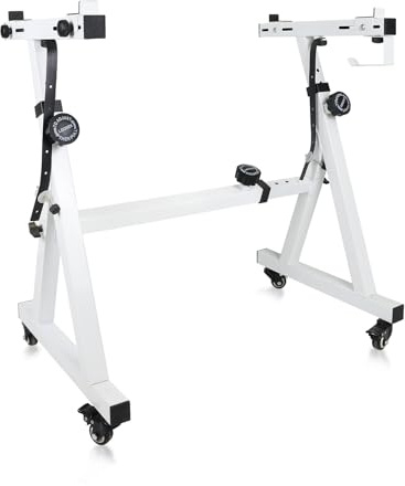 Joliling Heavy Duty Z-Style Keyboard Stand - Adjustable Width & Height, Fits 54-88 Key Electric Pianos, Folding Design, Foam Pads Arms & 4 Wheels for Storage & Mobility (White/ Z-shaped)
