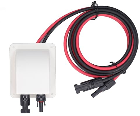 Telituny Passe-câble Double avec câble, Passe Cable Etanche étanche ABS avec câble de rallonge Solaire 2 m 10 AWG, Passe-Toit Solaire, pour Camping-Car, Bateau, Caravane, Marine
