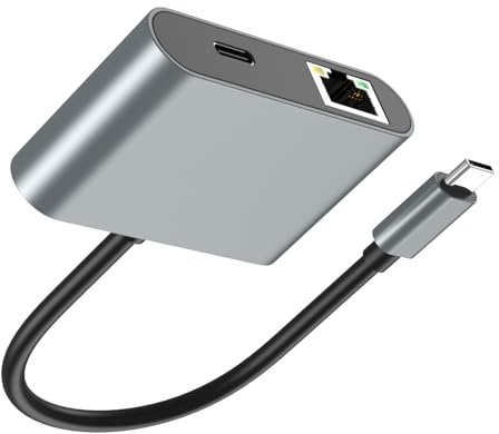 Trochate Ethernet Adapter | Type-C Gigabit Ethernet Adapter - Computer Network Supplies for Server Remote Work Monitor Game Media Center Projector