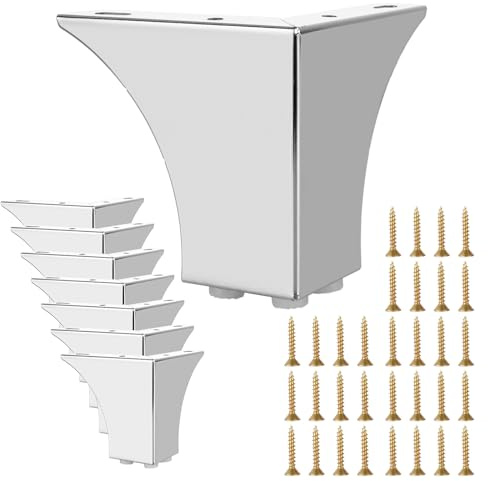 STARVAST 8 Stück Möbelfüße Silber 10cm, Metall Sofabeine aus Eisen, Moderne Dreieck Möbelbeine Chrom für Sofa, Schrank, Sessel, Bett & Couchtisch, Hochbelastbare Schrankfüße inkl. 32 Schrauben