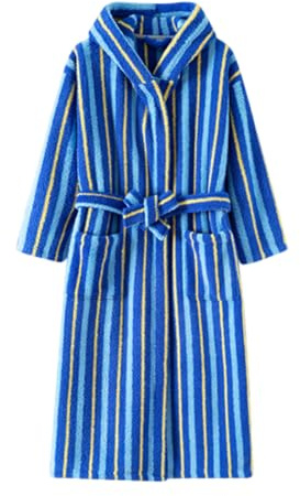 ZDSUHYIW Accappatoio da uomo foderato in pile, kimono, a strisce, soffice, da viaggio, in pile, da casa, da notte