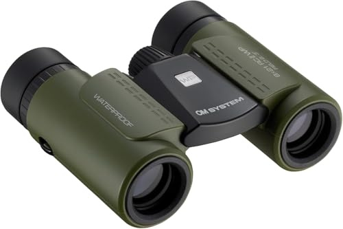 OM SYSTEM 8x21 RC II WP Fernglas - Wasserdichtes Taschenfernglas in Oliv | Mehrfach vergütete Linsen für brillante Sicht, ultraleichtes Faltdesign, ideal für Wandern, Reisen und Naturbeobachtung