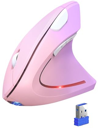 TECKNET Mouse Bluetooth ergonomico ricaricabile, mouse verticale wireless (BT 5.0/3.0 + 2.4G), 6 livelli di regolazione fino a 4800 DPI, mouse ottico silenzioso per Windows, MacOS, Android, iPadOS