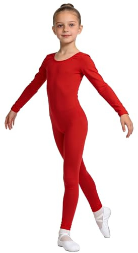 Wildarms Langarm Turnanzug für Mädchen – Ganzkörper-Ballettbody mit Reißverschluss, Gymnastik- und Tanzanzug für Training, Auftritte und Kostüme (Weiß, 4-6)