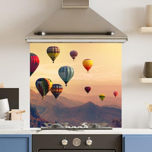Premium 65 x 60cm Hot Air Balloon 6mm Glass Toughened Kitchen Splashback