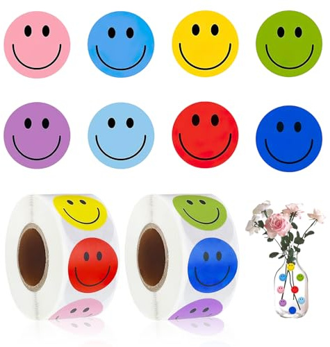 1000 Stück Smiley Aufkleber,Belohnungssticker,Smiley Aufkleber Klein,Emoji Sticker,Rolle Erstellen Kleine Smileys Klebebilder,für Belohnungsaufkleber,Geschenkdekorationen,Partydekorationen,Scrapbook