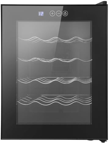 ARBGO Frigorifero per 20 bottiglie, mini cantinetta per vino con porta in vetro temperato, con illuminazione interna, refrigeratore per vino con pannello touch LED, anti-UV, 12-18 °C, per vino rosso e
