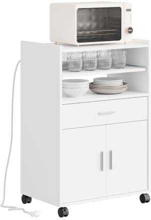 SoBuy Desserte Cuisine avec Prises 4-en-1, roulettes/Pieds, 61,5×40×92 cm