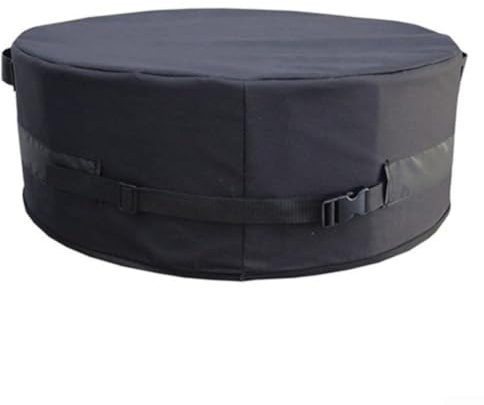 Robuste runde Feuerschalenabdeckung, 130 cm, schwarz, wasserdichtes Oxford-Gewebe mit verstellbarer Saumkordel für Steine, Brandschutz vor Wind, Schnee, Blättern und Kot