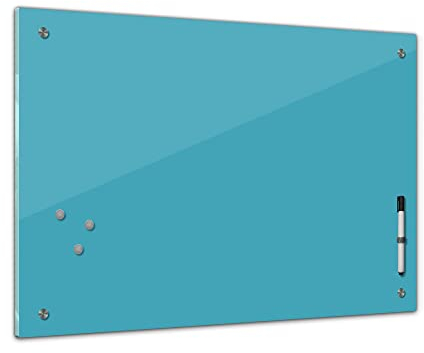 Bilderdepot24 Memoboard 60 x 40 cm | Farben | Türkis | abwaschbare einfarbige Glas-Magnettafel mit Halterung Magneten Stift 1301