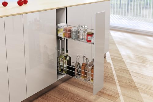 Pull Out Soft Close Wire Basket Kitchen Storage Unit 150-200 mm Variant Multi (200mm REJS, chrome left)