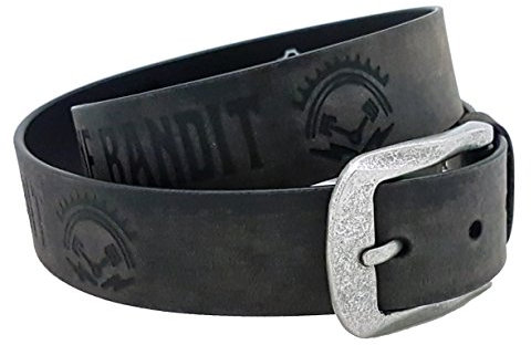 GASOLINE BANDIT Original Biker Racer Echtleder-Gürtel im vintage used Look schwarz 95 cm Bundmaß