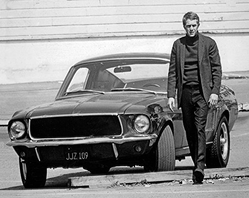 Top Banana Gifts Steve Mcqueen & Ford Mustang - Bullit - B & W Photo - Quality Heavyweight Mouse Mat