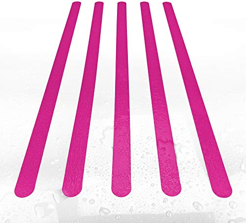 AnTina TAPES® Pinke Anti-Rutsch-Aufkleber als Streifen für Dusche & Badewanne, Pads Zertifiziert rutschhemmend & selbstklebend, 8 Stück in Pink, inkl. Reinigungsmittel