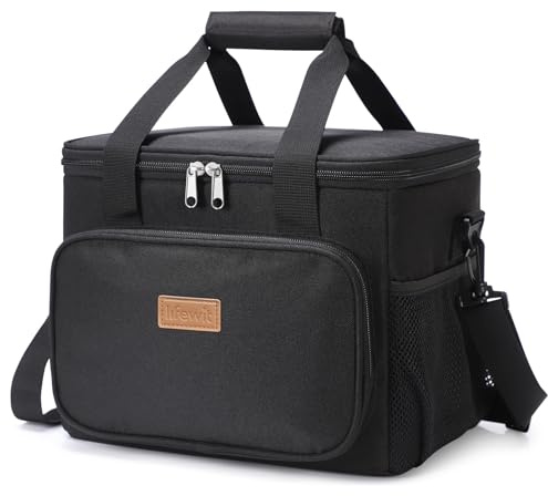 Lifewit Large Lunch Bag, Insulated Lunch Box, Soft Cooler Cooling Tote for Adult Men Women, Black 24-Can (15L)