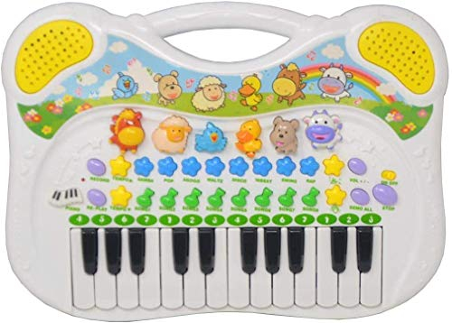 DRULINE Tier Keyboard - Digitalpiano für Kinder mit 24 Tasten,Tierstimmen, 8 Rhythmen, 8 Melodien, Aufnahme- & Wiedergabefunktion, Musik Lernspielzeug, Einstellbare Klänge,Geschenk Klavier, 37x27 cm