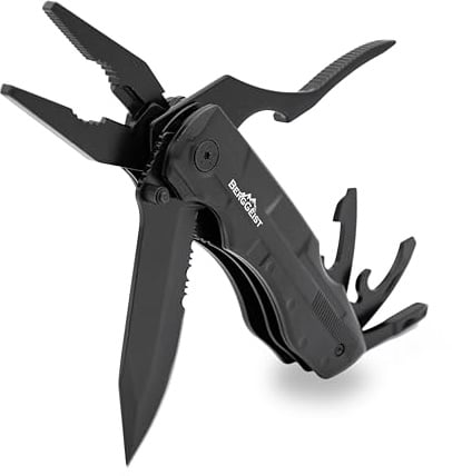 BERGGEIST® Multitool Survival Taschenmesser Set aus Edelstahl, Klappmesser & Zange, ideal für Camping und Angeln, Inklusive EDC Kreditkartenmesser, Geschenke für Männer