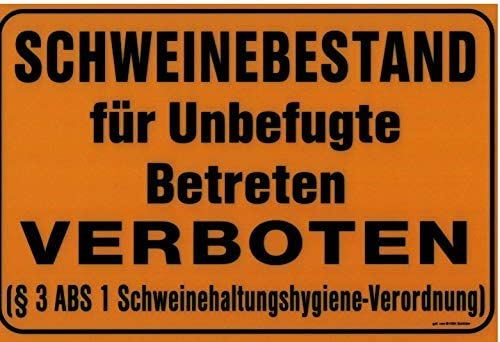 Schild - Schweinebestand für unbefugte betreten verboten...- Gr. ca. 30 x 20 cm - Tiere Landwirtschaft - 308595