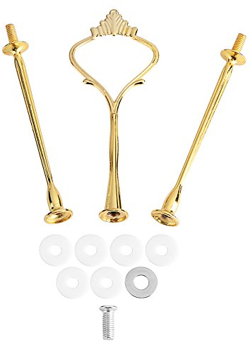 Cake Stand Fittings Kits - Multi-Tiers Cake Plate Stand Handle - Cupcake Tray Stands - Fruit Hardware Fitting Holder Set (3-Tiers Crown- Gold)