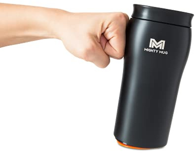 Mighty Mug | The Untippable Mug | Grips When Hit, Lifts for Sips | Insulated Stainless Steel Tumbler | Cupholder Friendly | Gifts for Women Men All | Leakproof | 4 Hours Hot/ 24 Cold | 12oz Black