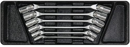 George Tools 6 TLG. Doppel-Gelenkschlüssel-Satz für Werkzeugwagen 8-19 mm - universelle Einlage für Werkstattwagen