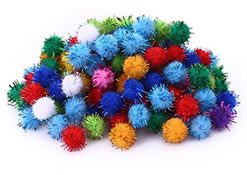 Egurs Glitzer Pompons,Bunt Bommel Pompons Bälle, 1cm 200 Stück