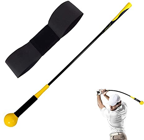 Entrainement au Swing Golf Trainer Correction pour Le Tempo Et La Flexibilité De la Prise Force avec Brassard de Golf pour la Pratique Intérieure Chipping Frapper Accessoires (48 Pouces+Noir Band)