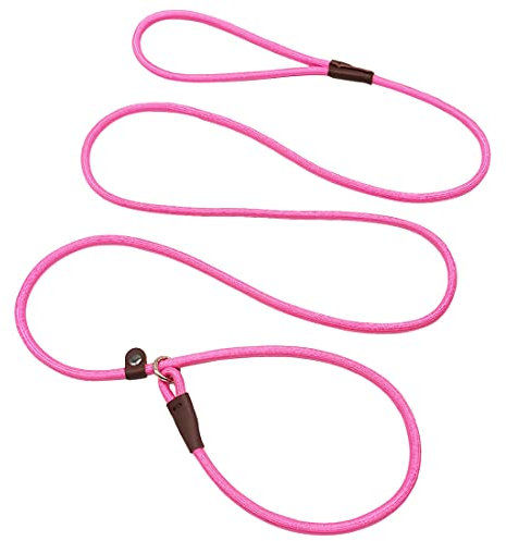 MayPaw Slip Lead Control Leash for Dogs No Pull, 7FT 1/4' Rope Leash with Classic Design, 13+ Colours for Small Medium Animals (7ft*1/4, Pink)