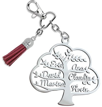 Personnalisé noms porte-clés en acier inoxydable, Arbre de vie, Noms de famille, Cadeau des fêtes, Anniversaire, Prénoms porte clef de sac avec arbre, Cadeau pour elle, Custom tree of life keychain