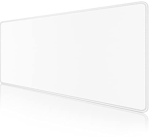 Dapesuom Großes Gaming-Mauspad, erweitertes Schreibtischmatte mit genähten Kanten, wasserabweisendes Tastaturpad mit Rutschfester Unterseite, großes XXL-Mauspad für Gamer, Büro, 80 x 40 cm, Weiß
