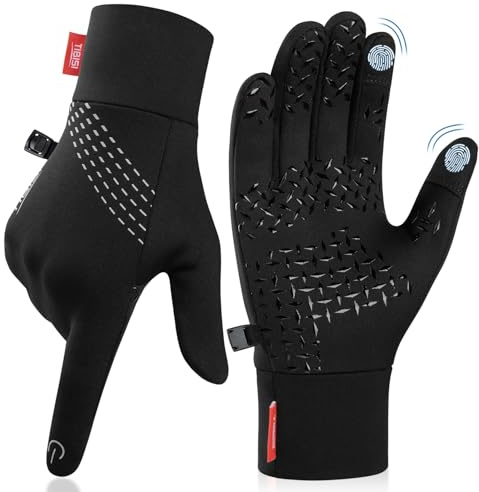 PULIOU Handschuhe Herren Damen Winter Warme Fahrradhandschuhe Winterhandschuhe Fahrrad Handschuhe Sporthandschuhe Laufhandschuhe Touchscreen Winddichte rutschfest Elastisch