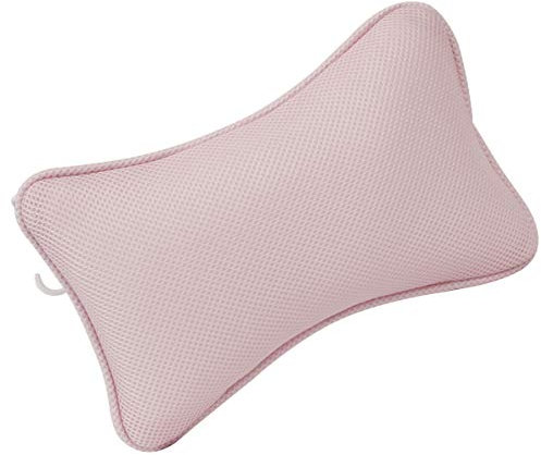 DOITOOL 1 x Badewannenkissen, rutschfest, mit Saugnäpfen, Nacken- und Schulterstützkissen, Kopfstütze (rosa)