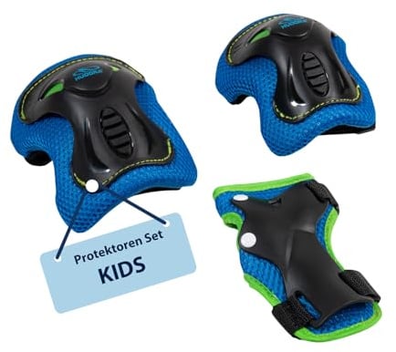 HUDORA Kinder Protektoren Set – 6-teilige Schutzausrüstung für Mädchen und Jungen – Knieschoner, Ellbogenschützer und Handgelenkschoner für Inliner, Rollschuhe, Skateboard & Roller