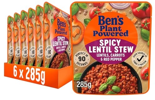 Ben’s Original Plant Powered Spicy Lentil Stew, Bulk Multipack 6 x 285 g pouches