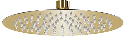 Norheim Fixed Shower Head Rainfall Shower Head Overhead Showerhead with Angle Adjustment Replacement Overhead Rain Shower Head Stainless Steel 20 cm Round Gold