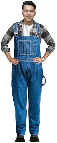 GREAT BIKERS GEAR - Salopette da uomo in denim salopette jeans Brace grande e alto chiave Pro Heavy Duty Workwear Mario Cargo, Azzurro, 38W / 32L