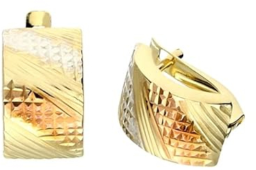 EDLE 585 Gold CREOLEN, 585 Gelb-Weiß-Rotgold, GOLDOHRRINGE, 14 Karat, TRICOLOR, inkl. ETUI