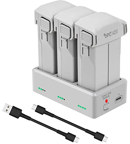LYONGTECH Caricabatterie per DJI Mini 4/3 Pro,Mini 3 Drone, Stazione di Ricarica, Ricarica 3 Batterie Sequenza, Caricatore Carica Batteria Accessori