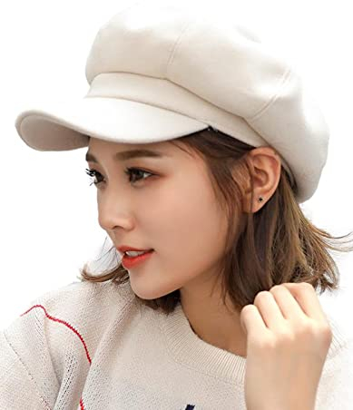 Idopy Damen Retro Peaked Ivy Newsboy Paperboy Baker Boy Beanie Gatsby Cabbie Painter Cap Hüte, weiß, Einheitsgröße