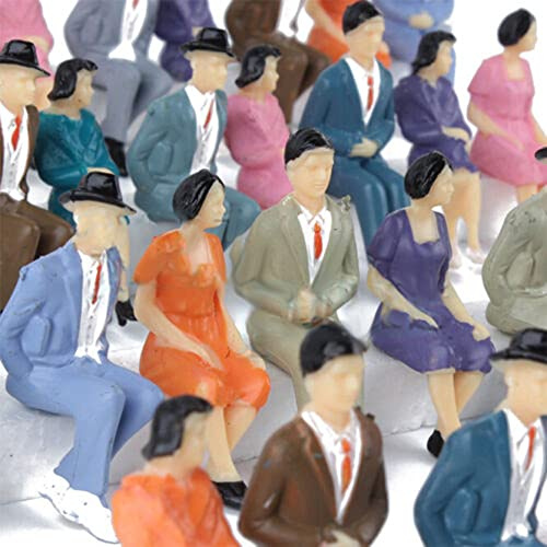 DAZZLEEX 50 Stück Sitzende Kunststoff Figuren 1:32 Miniture People Human People Painted Multicolor
