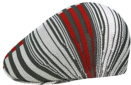 Kangol Digital Stripes 507 Flatcap Schirmmütze Schiebermütze Damen/Herren - mit Schirm Sommer Frühling-Sommer - L (58-59 cm) grau-rot