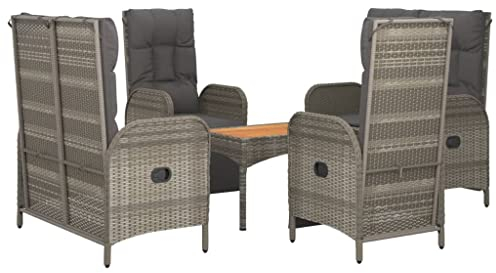 vidaXL Garten Essgruppe 5-TLG., Gartenmöbel Set mit Kissen, Sitzgruppe für Garten Terrasse, Gartengarnitur Gartenset, Grau Poly Rattan