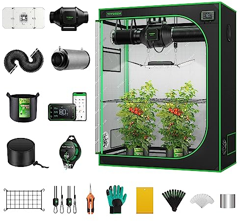 VIVOSUN GIY Smart Grow Tent System 4x2, WiFi-Integrated Grow Tent Kit, with Automate Ventilation and Circulation, Schedule Full Spectrum 200W LED Grow Light, and GrowHub E42A Controller